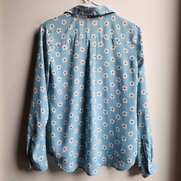 LOFT Blue Floral Button Down Shirt Size XS - Picture 14 of 14